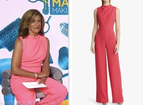 hoda kotb, hoda and jenna, pink drape sleeveless jumpsuit, the today show