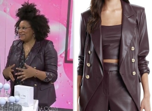 julee wilson, the today show, hoda and jenna, burgundy leather double breasted blazer