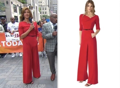hoda kotb, the today show, red belted jumpsuit