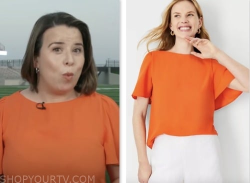 Andrea Lucia, cbs mornings, orange top