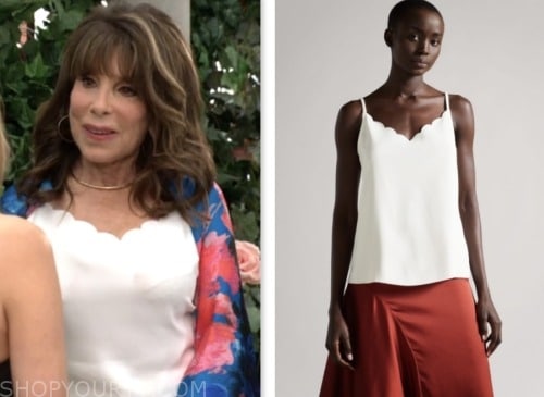 kate linder, esther valentine, the young and the restless, white scallop camisole top
