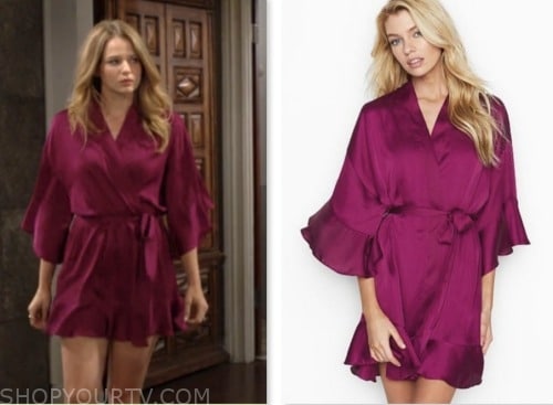 the young and the restless, summer newman, allison lanier, pink silk robe