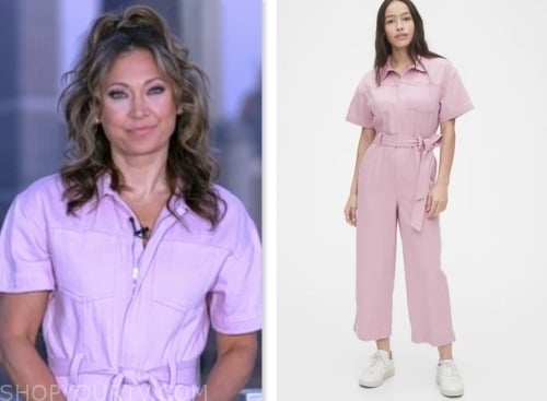 ginger zee, good morning america, pink utility jumpsuit