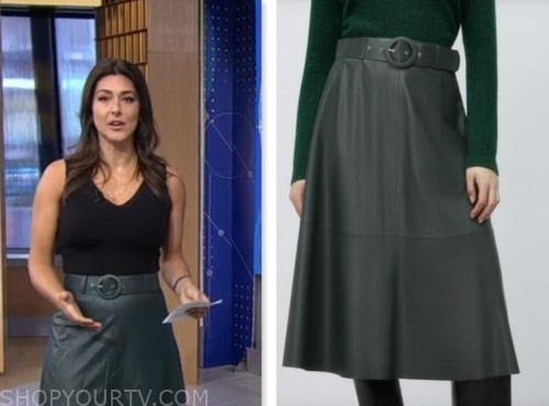 Good Morning America: August 2023 Erielle Reshef's Green Leather Belted ...