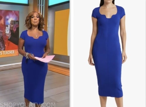 gayle king, cbs mornings, blue knit dress
