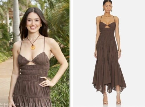 greer blitzer, bachelor in paradise, brown cutout midi dress