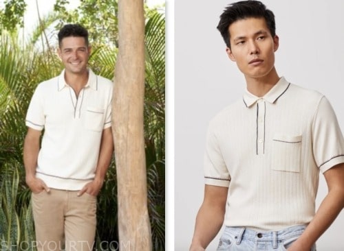 wells adams, bachelor in paradise, ivory polo sweater