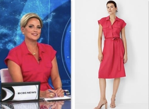 jamie yuccas, cbs mornings, pink shirt dress