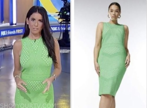 brooke singman, fox and friends, fox news fashion, green laser cut knit dress