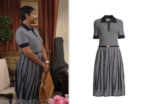 dr. george, Mattilyn Rochester Kravitz, the young and the restless, knit polo pleated dress