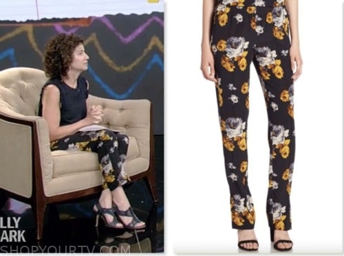 dr. Gail Saltz, live with kelly and mark, navy blue and yellow floral pants