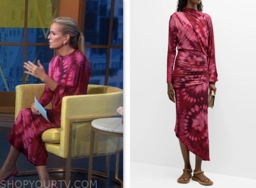 dr. jennifer ashton, gma3, good morning america, pink tie dye drape midi dress