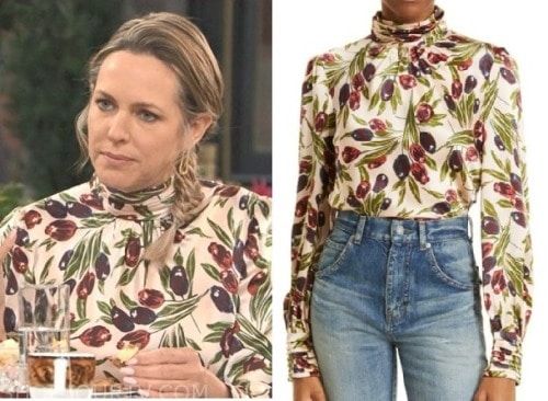Days of Our Lives: August 2023 Nicole's Tulip Print High Neck Blouse ...