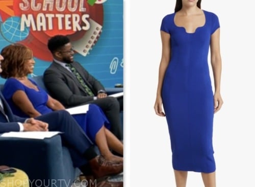 gayle king, cbs mornings, blue knit dress