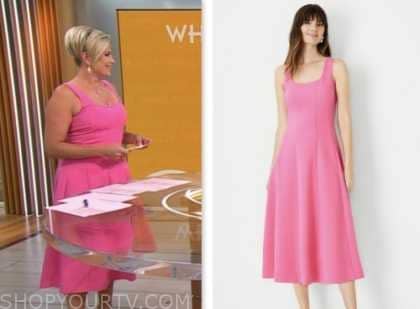cbs mornings, jamie yuccas, pink midi dress
