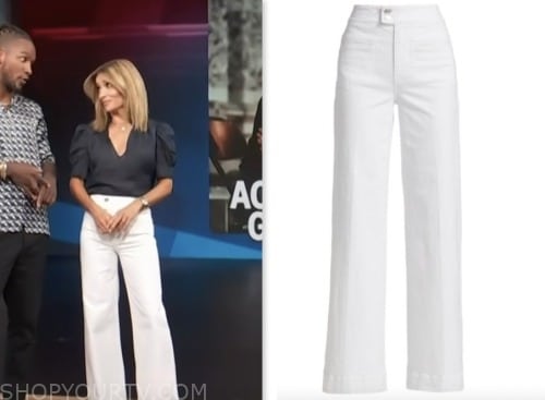 Access Hollywood: August 2023 Kit Hoover's White Wide Leg Jeans Pants ...
