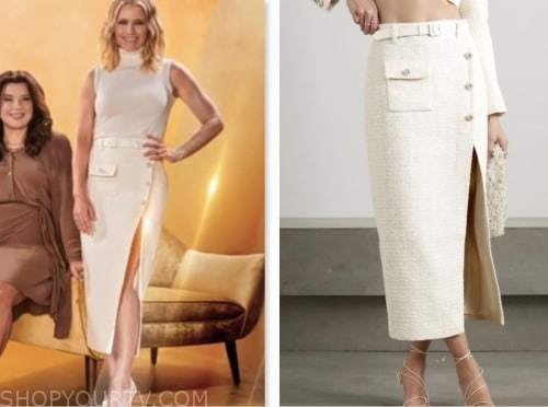 the view, white tweed pencil skirt, sara haines