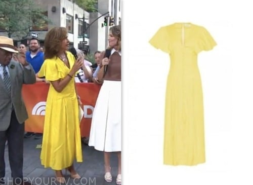 hoda kotb, the today show, yellow button front midi dress