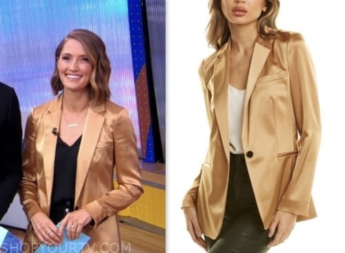 Kayna Whitworth, gma3, good morning america, gold satin blazer