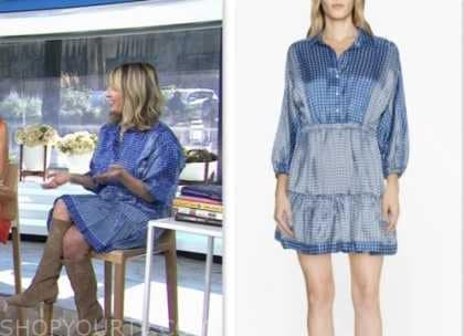 jessica knoll, the today show, blue geometric print satin shirt dress