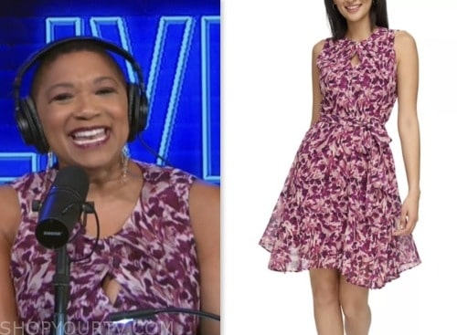 deja vu, live with kelly and mark, pink and purple printed dress