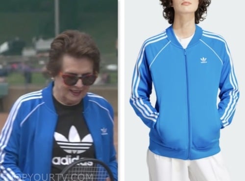 Billie Jean King, good morning america, blue striped track jacket