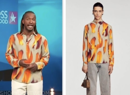scott evans, access hollywood, flame print shirt