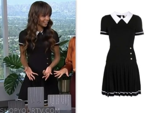 zuri hall, access hollywood, black and white polo pleated dress