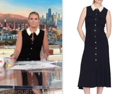 cnn this morning, black and ivory contrast collar dress, poppy harlow