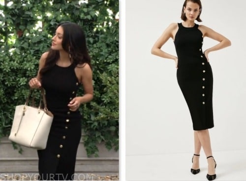 audra charles, the young and the restless, black knit button dress, Zuleyka Silver