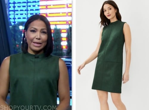 stephanie ramos, good morning america, green suede shift dress