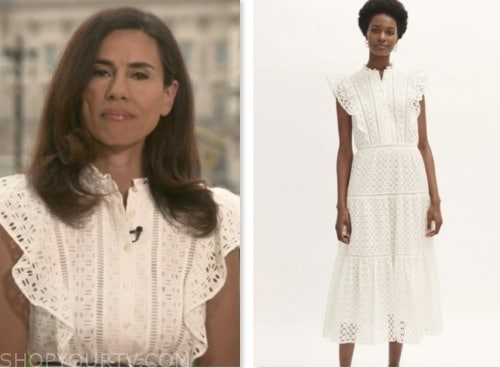 lama hasan, good morning america, white broderie eyelet dress