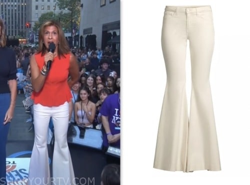 the today show, hoda and jenna, hoda kotb, ivory white flare jeans