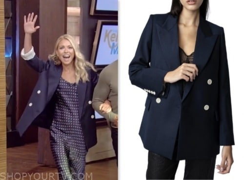 Live with Kelly and Mark: April 2023 Deja Vu's Navy Blue Floral Wrap ...