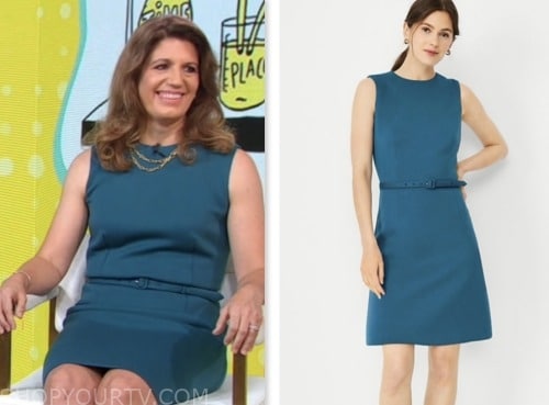 Dr. Heather Tedesco, good morning america, teal green belted sheath dress