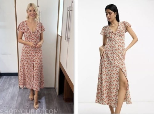 holly willoughby, this morning, floral midi dress