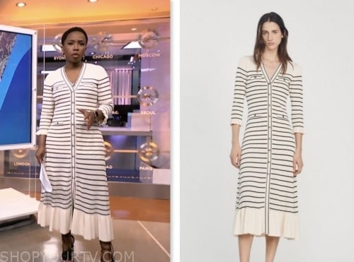 Zinhle Essamuah, ivory striped knit midi dress, nbc news daily