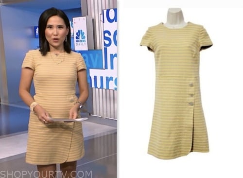 vicky nguyen, nbc news daily, yellow striped knit dress