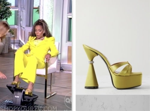 The View: September 2023 Sunny Hostin's Yellow Gold Satin Heels | Shop ...