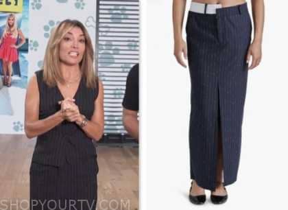 kit hoover, access daily, navy pinstripe skirt