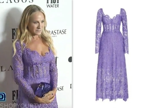 sarah jessica parker, purple lace dress, extra