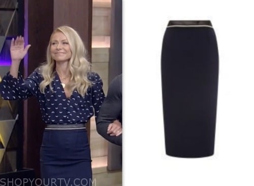 kelly ripa, live with kelly and mark, navy pencil skirt