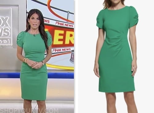 brooke singman, fox and friends, fox news fashion, green puff sleeve dress
