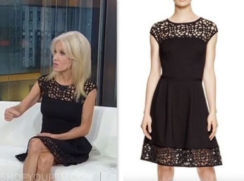 kellyann conway, black lace flare dress, fox news fashion, outnumbered
