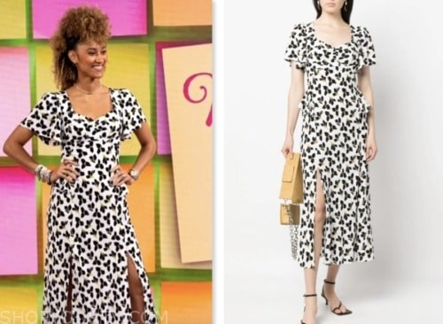 ally love, the today show, hoda and jenna, black and white floral midi dress
