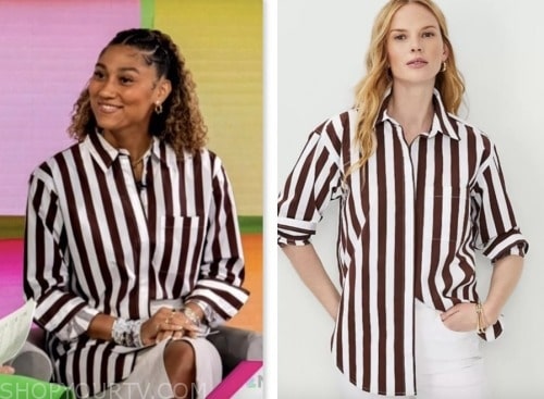 ally love, the today show, brown and white striped shirt, hoda and jenna