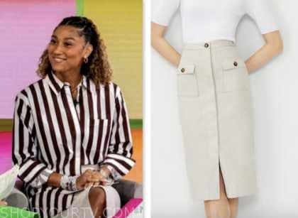 ally love, the today show, hoda and jenna, khaki beige skirt
