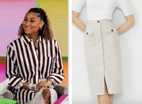 ally love, the today show, hoda and jenna, khaki beige skirt