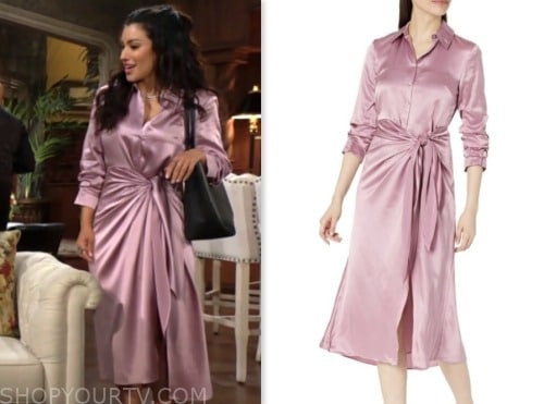 Zuleyka Silver, audra charles, pink silk shirt dress, the young and the restless