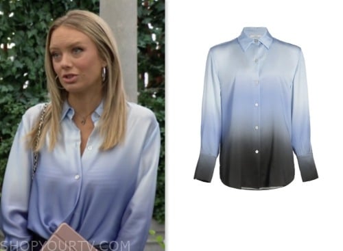 abby newman, melissa ordway, the young and the restless, blue dip dye shirt